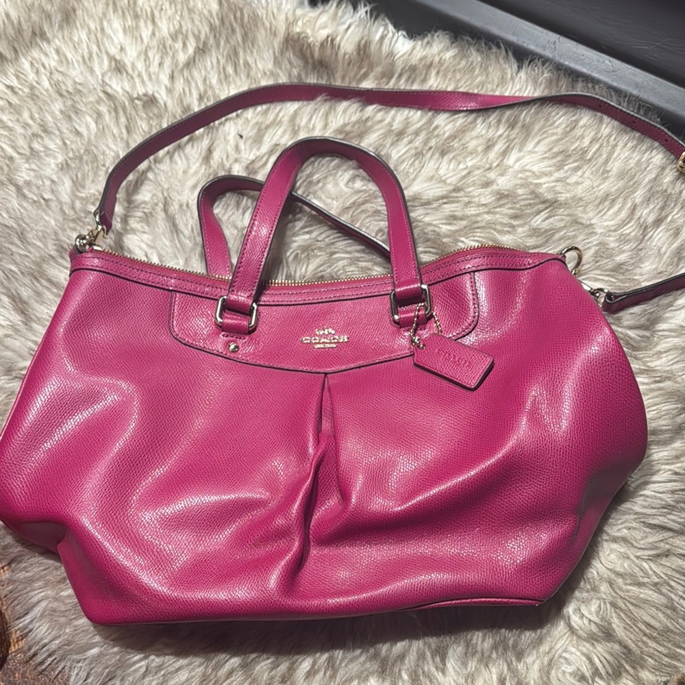 Coach Pink Leather Tote Bag